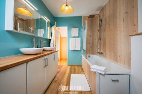 Maison en pierre avec jardin et garage double